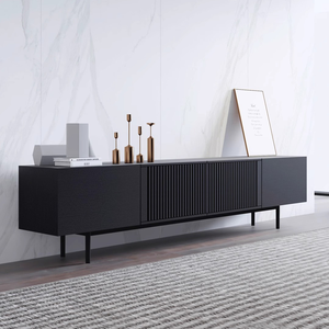 Meuble <span class=keywords><strong>TV</strong></span> rétro noir, simple et moderne, sur pied, pour salon, luxe léger, en bois massif, avec pieds en fer - Product Image 1