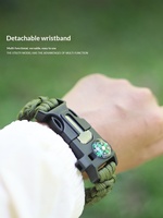 Bracelet de survie en paracorde, outil multifonction, boussole, silex, allume-feu, sifflet, équipement de camping, randonnée, aventure, secours d'urgence