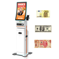 Kiosque de commande en libre-service sur pied avec écran tactile incurvé de 23,6 pouces, paiement en espèces, résolution 4K, SDK, directement de l'usine
