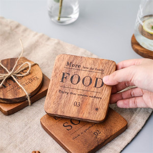 Hot Selling Walnut Coaster Wood Slice Wooden Coaster Laser Engraving Logo Customized Size