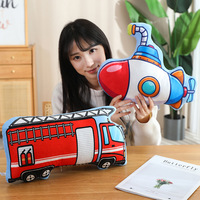 Dessin animé véhicule oreiller forme irrégulière pelle voiture avion éducation précoce amusant peluche jouet PP coton remplissage lavé pour