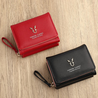 Dompet Koin Pendek Kulit PU Warna-warni Model Terbaru Laris untuk Wanita, Tempat Kartu, Dompet Kecil Wanita, Dompet Mini Hasp