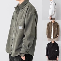 Chemise de travail décontractée tendance pour homme en tissu popeline 100% coton Printemps Automne Coupe ample Couleur unie Cardigan Anti-boulochage