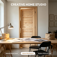Community Supporting Construction Solid Fir Timber Room Door Natural Grain Solid Wood Door