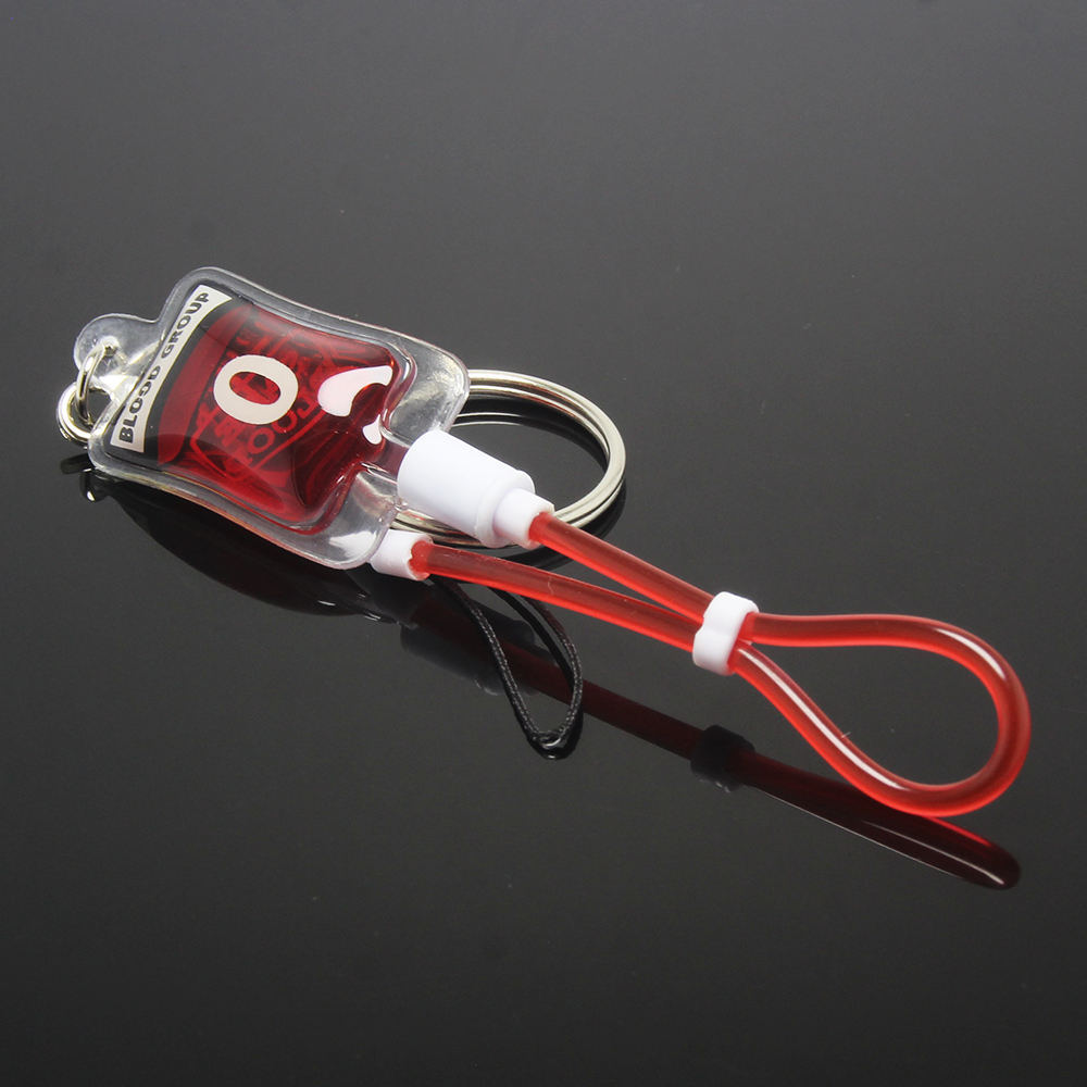 할로윈 선물용 혈액 기증 열쇠고리, A B O AB RH 혈액형 혈액 주머니 키체인 겸 플라즈마 키 홀더 링 참 펜던트