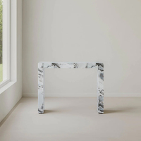 Table console en marbre blanc naturel KUMUSI, design Wabi-Sabi pour appartement, salon, hôtel, style rétro, meubles durables