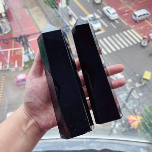 Torre de Cuarzo Cristalino de Alta Calidad al por Mayor, Varita de Cristal de Obsidiana Negra para Sanación - Product Image 6