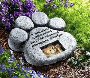 DOG CAT PAW PRINT GRAVE MEMORIAL STONE、腹を立てたペットの最後の休息の平和、屋内と屋外の装飾をマークするのに最適な方法 - Product Image 3