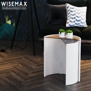 WISEMAX फर्नीचर आधुनिक कमरे में रहने वाले फर्नीचर छोटे आकार दौर कॉफी टेबल सेट लकड़ी के आधार गिलास चाय की मेज संयोजन टेबल