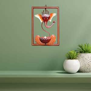 Spiritual Metal Ganesh Ji Wall <b>Hanging</b> <b>Tealight</b> Candle <b>Holder</b> for Pooja Room Diwali and Religious Home Decoration - Product Image 2