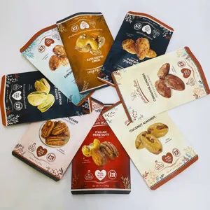 Custom Resealable Nuts Packaging Pouch White Kraft Paper Standing Up Pouch For Food Nuts Cashew Packaging Bag