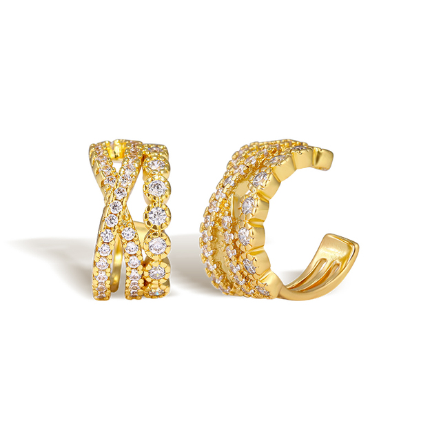 2023 Wholesale Metal Zircon Ear Cuff Clip for Women No Pierced C Shape Geometric Small Cuffs Earrings Wrap Clips Jewelry