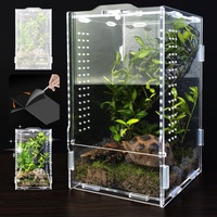 Terrario Moderno Transparente de Acrílico para Reptiles con Orificios de Ventilación, Hábitat Transparente para Arañas y Lagartos, Diseño Único, Caja Anti-Escape