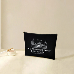 1 pièce Trousse de maquillage de voyage extra large en toile de coton personnalisée avec motif The Tortured Poets Department, à fermeture éclair, écologique et durable - Product Image 1