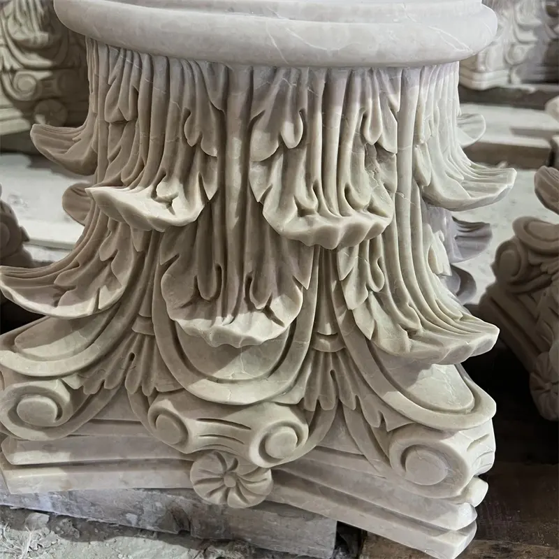 Hochwertige hand geschnitzte natürliche Marmorsäule Capital Custom ized Stone Pillar TOp für die Inneneinrichtung