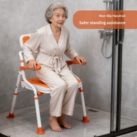 MDK FB025 Chaise de douche et de bain moderne et légère, pivotante à 360°, avec dossier et accoudoirs réglables en largeur, aide au transfert sécurisé