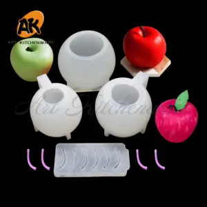 AK 3D Christmas Apple Silicone Candle Mold Decoration Fruit Cake Silicone Molds For Candle Making DIY Candle Molds