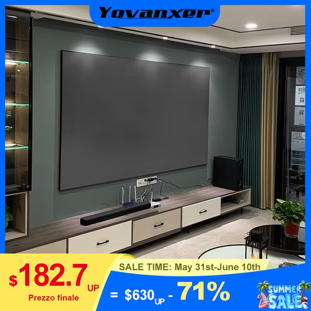 ALR CLR Black Diamond Slim Frame Projector Screen Ambient Light Suppression Projection Screen for Long Throw Projector 3D 8K