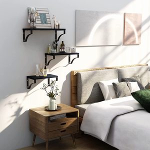 <span class=keywords><strong>Étagère</strong></span>s flottantes murales en <span class=keywords><strong>bois</strong></span> et <span class=keywords><strong>métal</strong></span>, à un seul niveau, multifonctionnelles, pour salle de bain, rangement mural, salon, <span class=keywords><strong>garage</strong></span>, armoire, épices et sacs - Product Image 3