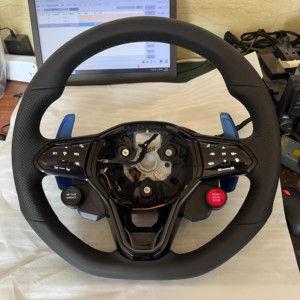 Volant en cuir semi-perforé <span class=keywords><strong>R</strong></span>-Line pour Volkswagen VW <span class=keywords><strong>Golf</strong></span> 8 MK8 <span class=keywords><strong>R</strong></span> 5 6 <span class=keywords><strong>7</strong></span> MK5 MK6 MK7 Polo GTI Scirocco Jetta Passat B8 - Product Image 3