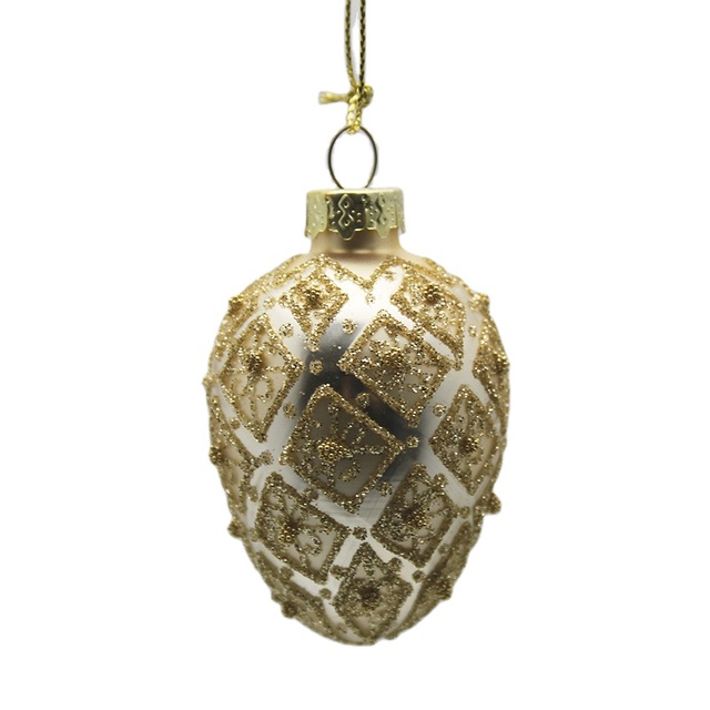 Custom Made Hand Painted Blown Glass Christmas Egg Shaped Ball Baubles Hanging Easter Egg Ornaments for Christmas Tree