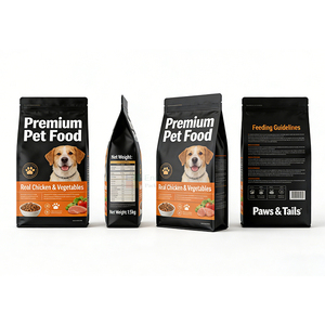 Sachet alimentaire pour animaux de compagnie imprimé sur mesure, laminé, à huit soudures latérales, haute barrière, fond plat, pour aliments pour chiens et chats, litière, emballage en gros - Product Image 2