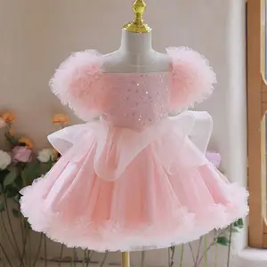 Fabrika satış çocuk giyim çocuk giyim kız elbise payetli prenses puf elbiseler doğum günü partisi elbiseleri çocuklar kızlar için