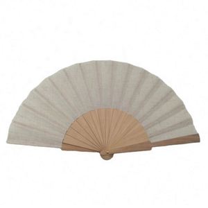 Abanico de mano blanco de madera y papel plegable para bodas, fiestas de baile, manualidades DIY - Product Image 6