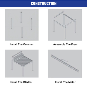 Pérgola de Aluminio con Recubrimiento en Polvo para Todo Clima, con Techo de Láminas y Pantalla, para Decoración de Cafeterías, Bistrós, Balcones y Jardines al Aire Libre - Product Image 2