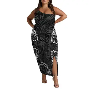 2023 Nova Moda Sexy Sem Mangas De Um Ombro Partido Prom Vestidos Mulheres Vestido Polinésio Preto Personalizado Plus Size Roupas Femininas