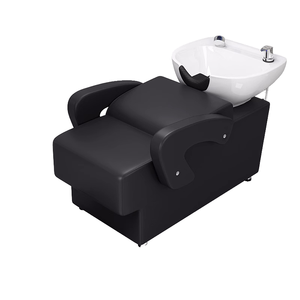 Mueble Portátil para Salón de Belleza SUCCESSOR, Lavabo para Lavar el Cabello con Base de Cerámica, Unidad de Lavado de Cabello con Respaldo de Cuero Sintético, Ajustable, de Madera - Product Image 1