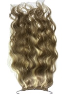 Queue de cheval blonde en gros, extension de cheveux humains, ondulation naturelle, cheveux Remy, double trame, en stock