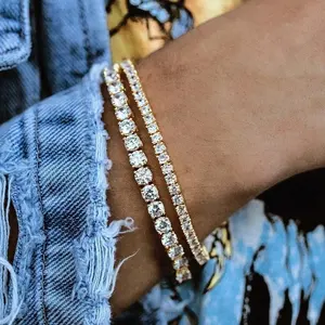 Tiktok-pulsera de tenis con diamantes de circonita, brazalete brillante, estilo Hip Hop, 3/4/5/6MM