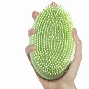 Round Bath Brush Back Silicone Food-Grade Soft Silicone Body Scrubber Shower Brush Handheld Cleansing Skin Brush