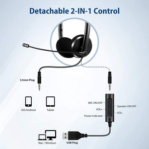 Venta al por mayor centro de llamadas de oficina auriculares <span class=keywords><strong>USB</strong></span> baratos con micrófono de sonido de alta calidad de la fábrica LINX - Product Image 5
