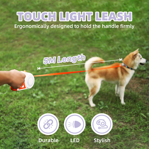 Tianyuan ไฟฉาย LED หลายสีสำหรับสัตว์เลี้ยง, ไฟหยุดยาว5เมตรสายจูงสุนัขสัตว์เลี้ยง - Product Image 4