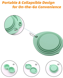 Bols de voyage pour chien en silicone arrondis, portables et durables, 2 en 1, pliables et repliables avec crochet pour nourrir votre ami à fourrure en déplacement - Product Image 4