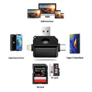 Lecteur de cartes multifonction 3 en 2, adaptateur <span class=keywords><strong>USB</strong></span> 2.0 Type <span class=keywords><strong>C</strong></span> vers SD, lecteur de clé <span class=keywords><strong>USB</strong></span> pour PC, accessoires pour ordinateur portable - Product Image 2