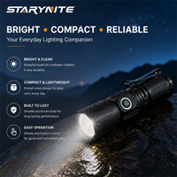 STARYNITE Lampe torche LED rechargeable en aluminium EDC de poche, petite, avec batterie 16340, XHP50, 500 lumens, 4 modes