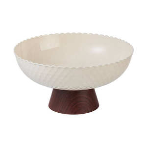 Corbeille à fruits domestique, <span class=keywords><strong>plateau</strong></span> à fruits sur <span class=keywords><strong>pied</strong></span> en plastique imitation <span class=keywords><strong>bois</strong></span>, avec drainage, pour fruits secs - Product Image 1