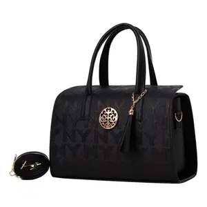 Sac à main de luxe pour femme Fana Luciana, noir, imprimé Saffiano, fermeture à glissière, deux poignées, décor diamant, grande capacité - Product Image 3