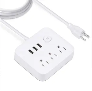 American Standard 3 Outlet Power Strip Multi Usb Ports Wall Socket Plug Extender with Switch and 1.2M Cable