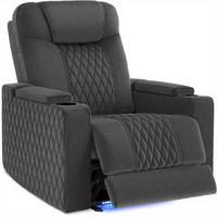 Fauteuil inclinable électrique surdimensionné en velours à dossier fendu avec appui-tête et accoudoirs réglables - Mobilier moderne pour villa, hôtel, salon