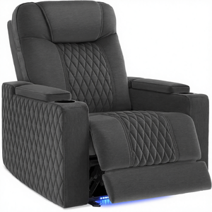 Sillón Reclinable Eléctrico de Terciopelo Extra Grande con Respaldo Dividido, Reposacabezas y Reposabrazos Ajustables - Muebles Modernos para Sala de Estar de Villa - Product Image 2