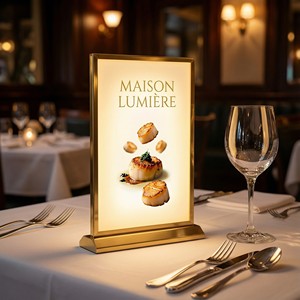Nuevo Exhibidor de <span class=keywords><strong>Menú</strong></span> de Mesa con Marco Metálico de Lujo, Ultra Delgado, con Luz LED, para Restaurantes de Alta Cocina, Decoración de Hoteles - Product Image 3
