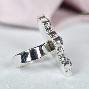 Handmade Sparkling Opal Black Onyx Sterling Silver <b>Adjustable</b> <b>Ring</b> Natural Gemstone Jewelry for Women Wholesale - Product Image 2