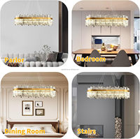 Lustre en cristal moderne de luxe pour hôtel, avec télécommande, hauteur réglable, finition dorée