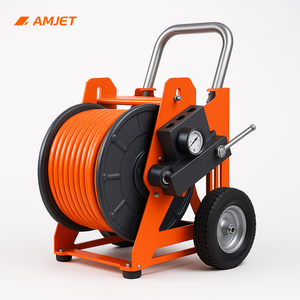 Carrete de Manguera Retráctil Portátil AMJET |   Con Manómetro y Válvula de Agua de Tres Vías | Para pedidos <span class=keywords><strong>sin</strong></span> manguera, totalmente funcional - Product Image 2
