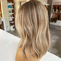 Perruque Femme Gracieuse Blanc et Gris Blond Cendré Big Wave Court Bob Cuticule Brute Cheveux Humains Alignés HD Lace Front Perruques