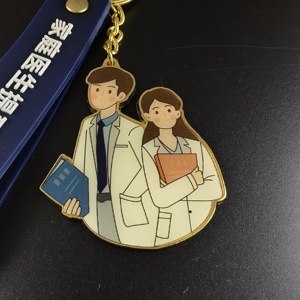 Llavero de Doctor Personalizado de Fábrica, Chapado en Oro, Impresión UV, con Correa de Muñeca de PVC, Regalo de Recuerdo Médico Personalizado para Eventos de Salud - Product Image 2